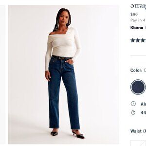 Abercrombie Curve Love High Rise Vintage Straight Jean, DARK, 29 LONG